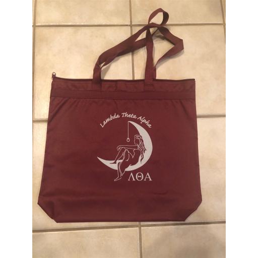 Lady On the Moon Zipper Top Tote Bag